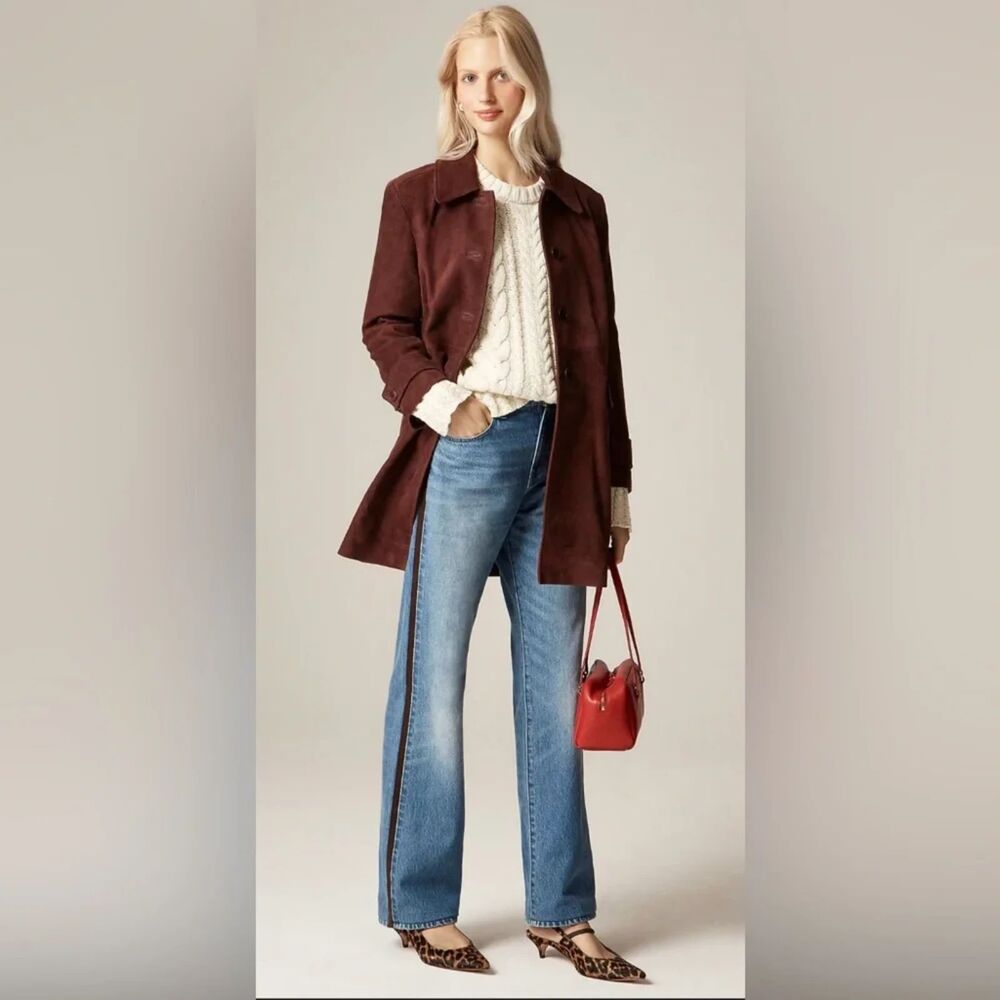 J.Crew Mid-Rise Relaxed Straight Jean with Suede Stripe - 31